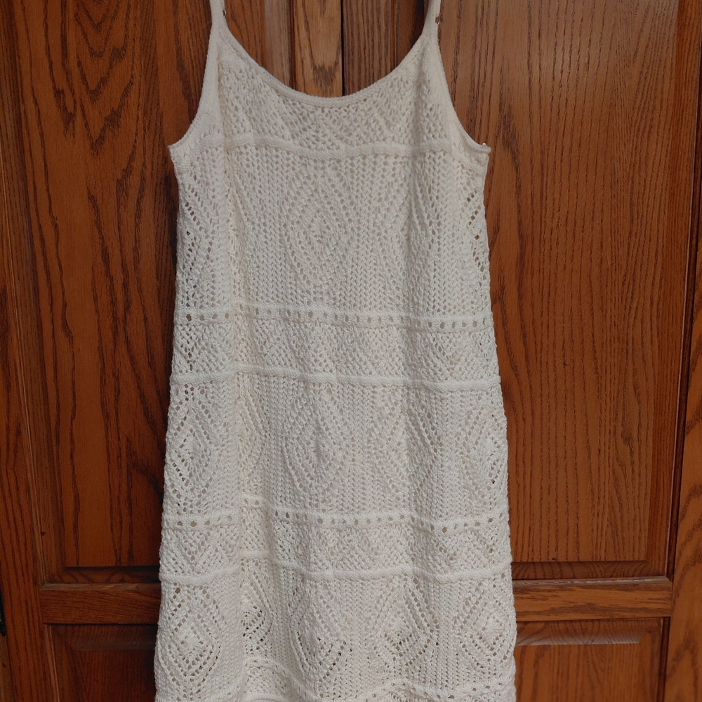 a new day Cream Crochet Midi Dress